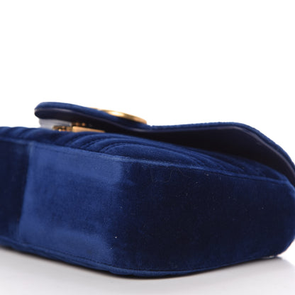 Gucci Velvet Matelasse Mini GG Marmont Shoulder Bag Cobalt Blue 7 of 10