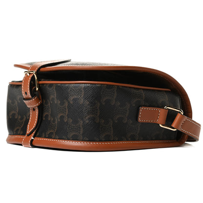Celine Triomphe Canvas Medium Folco Bag Tan 10 of 11