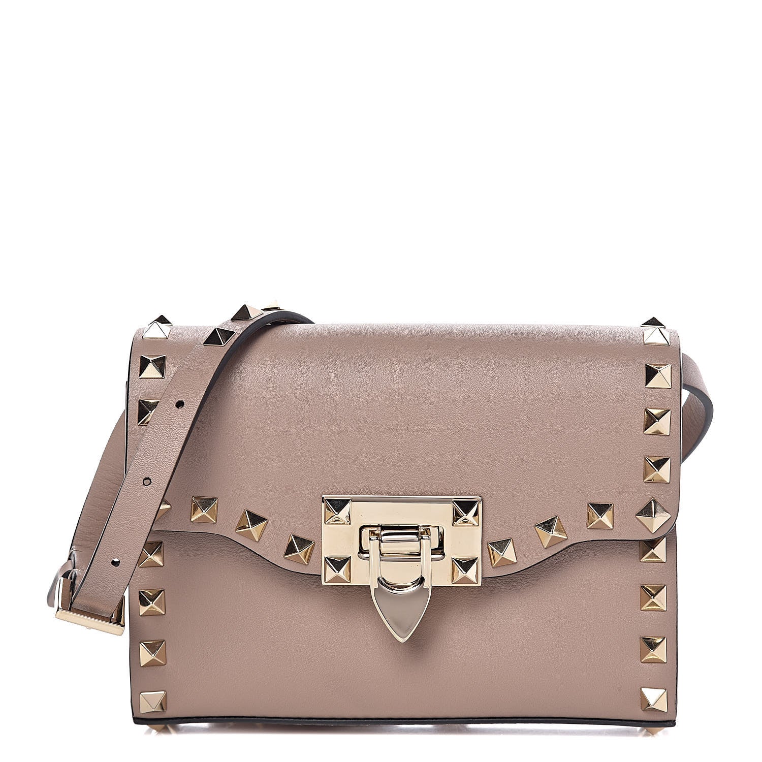 Valentino Garavani Vitello Mini Rockstud Flip Lock Crossbody Bag Poudre 1 of 11