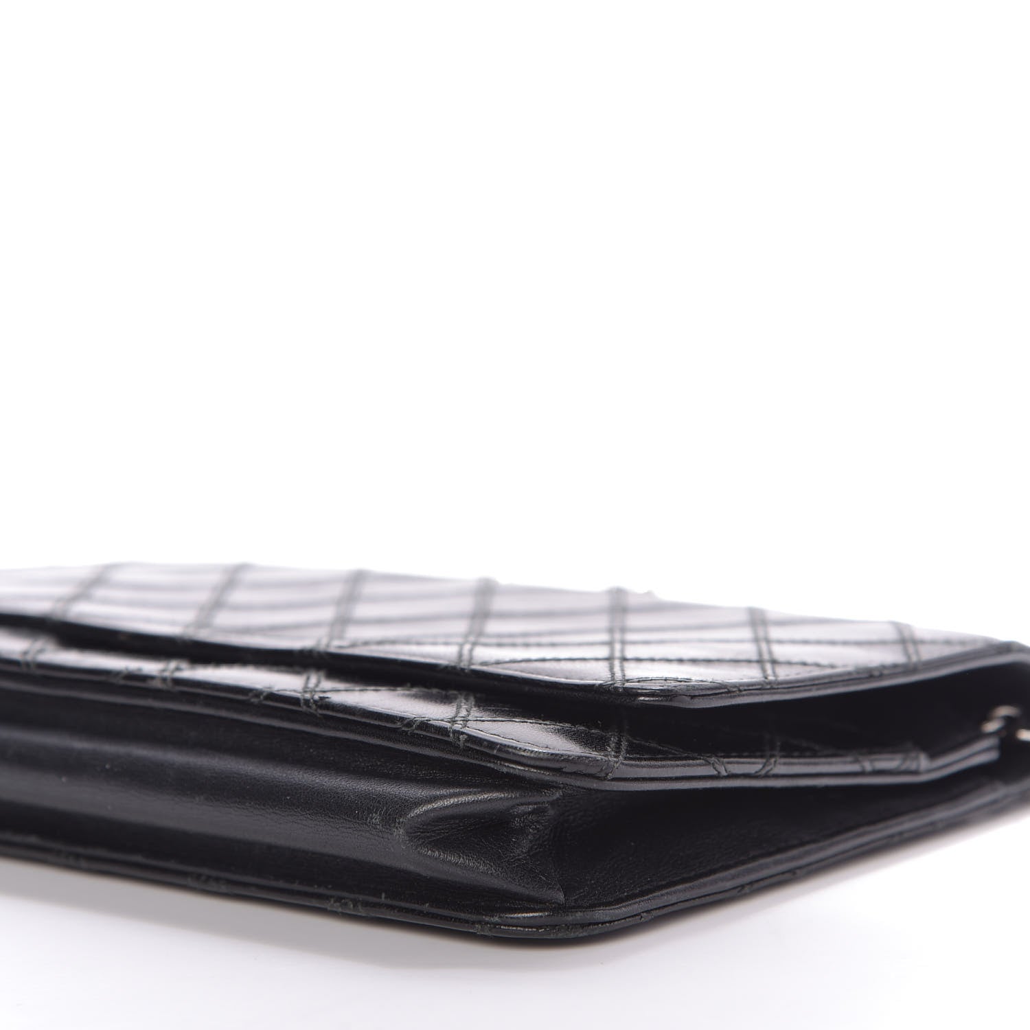 Chanel Lambskin Diamond Stitched Wallet On Chain WOC Black 7 of 10