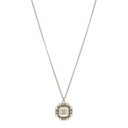Chanel Pearl Crystal CC Pendant Necklace Gold 1 of 5
