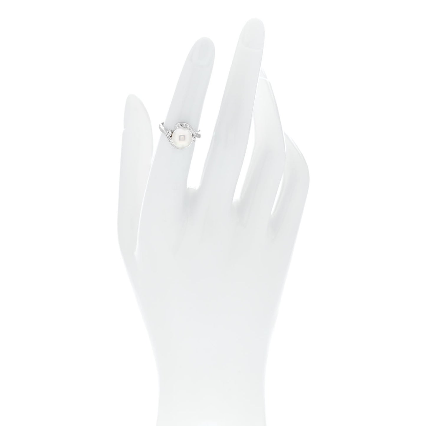 Platinum Diamond Akoya Cultured Pearl 8mm Ring 49 5