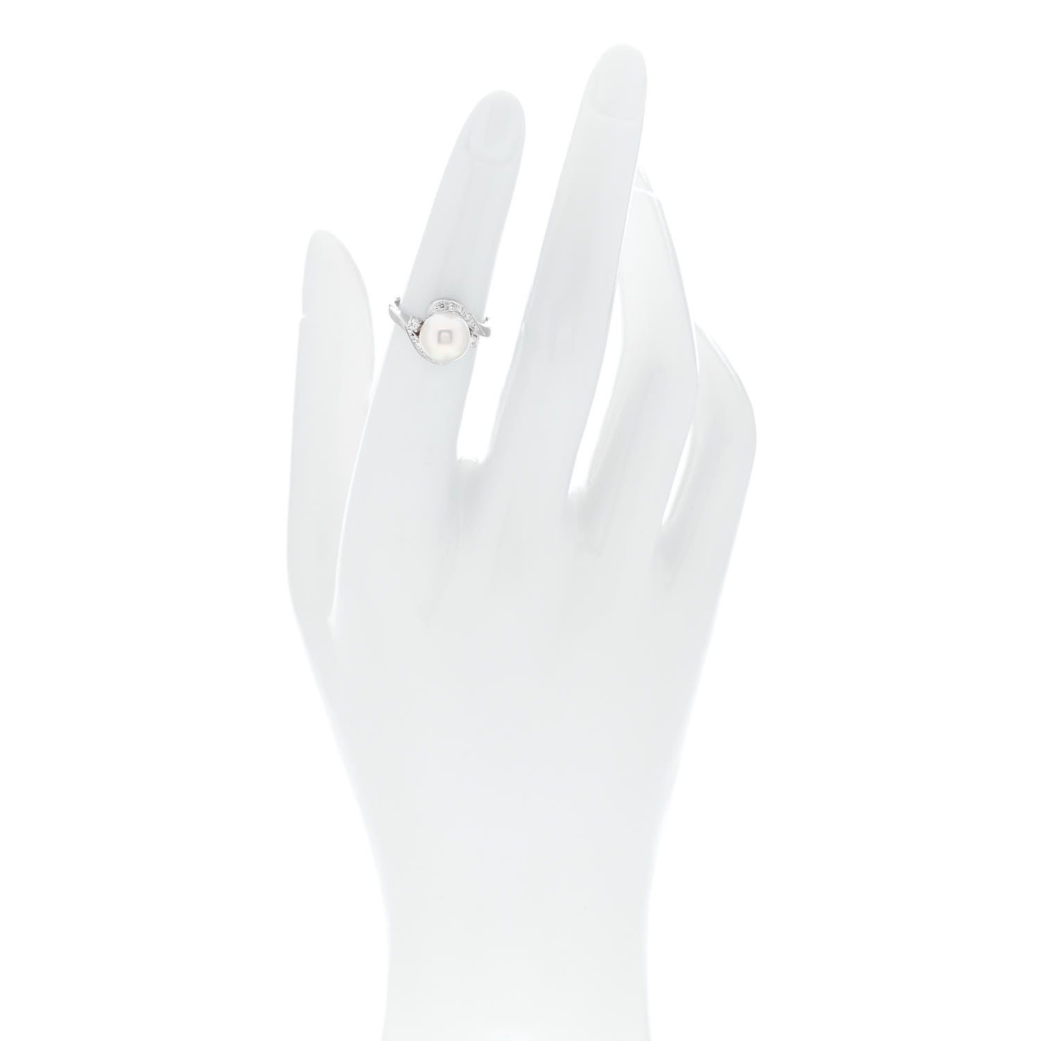 Mikimoto Platinum Diamond Akoya Cultured Pearl 8mm Ring 49 5 2 of 5