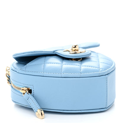 Chanel Lambskin Quilted CC In Love Heart Clutch With Chain Light Blue 4 of 10