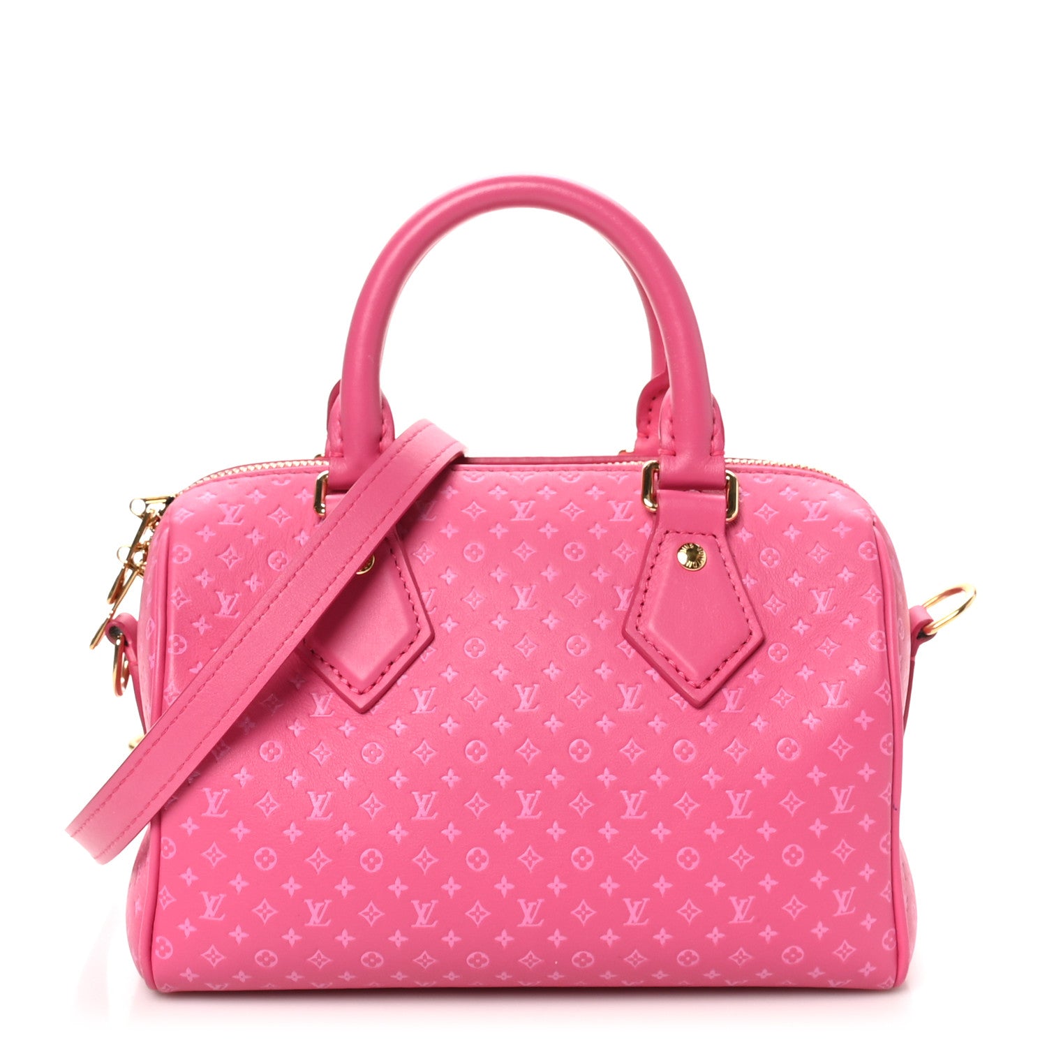 Louis Vuitton Calfskin Nanogram Embossed Speedy Bandouliere 20 Rose 1 of 9