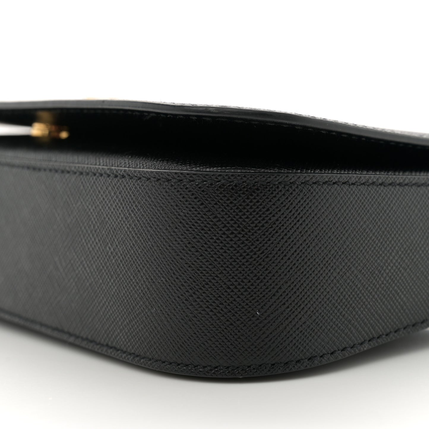 Saffiano Metal Triangle Logo Shoulder Bag Black