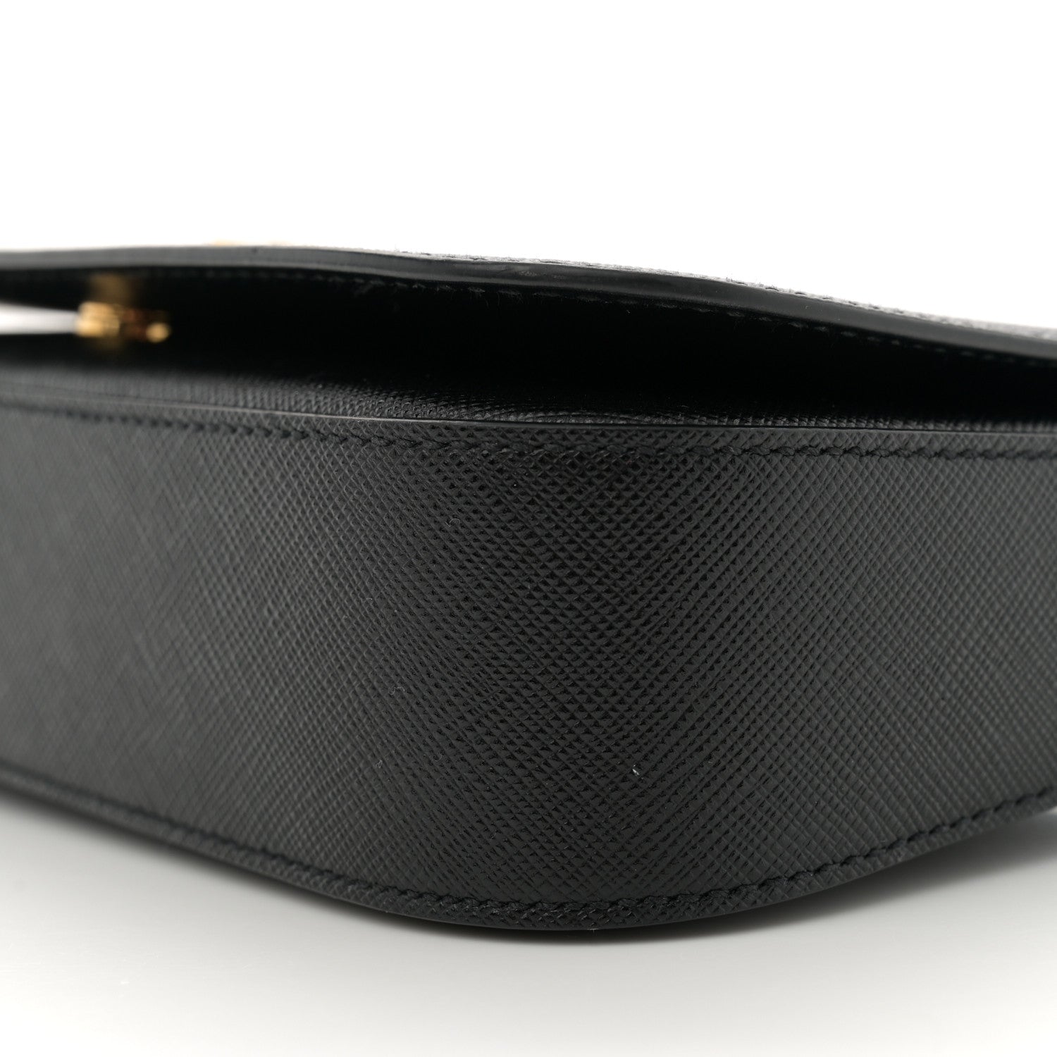 Prada Saffiano Metal Triangle Logo Shoulder Bag Black 9 of 10