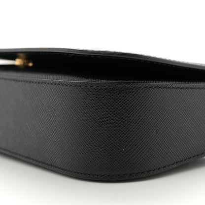 Prada Saffiano Metal Triangle Logo Shoulder Bag Black 9 of 10