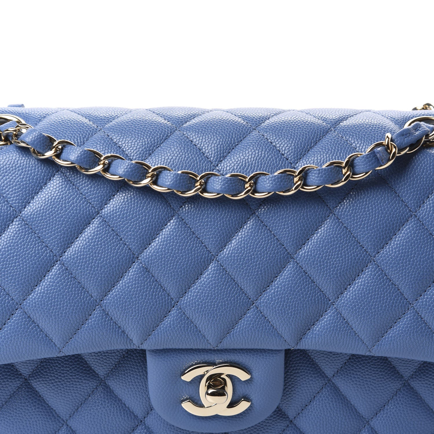 Chanel Caviar Quilted Medium Double Flap Blue 10 of 10