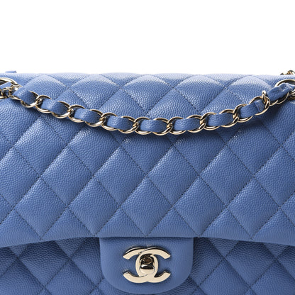 Chanel Caviar Quilted Medium Double Flap Blue 10 of 10