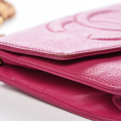 Chanel Caviar Timeless CC Wallet On Chain WOC Dark Pink 14 of 16