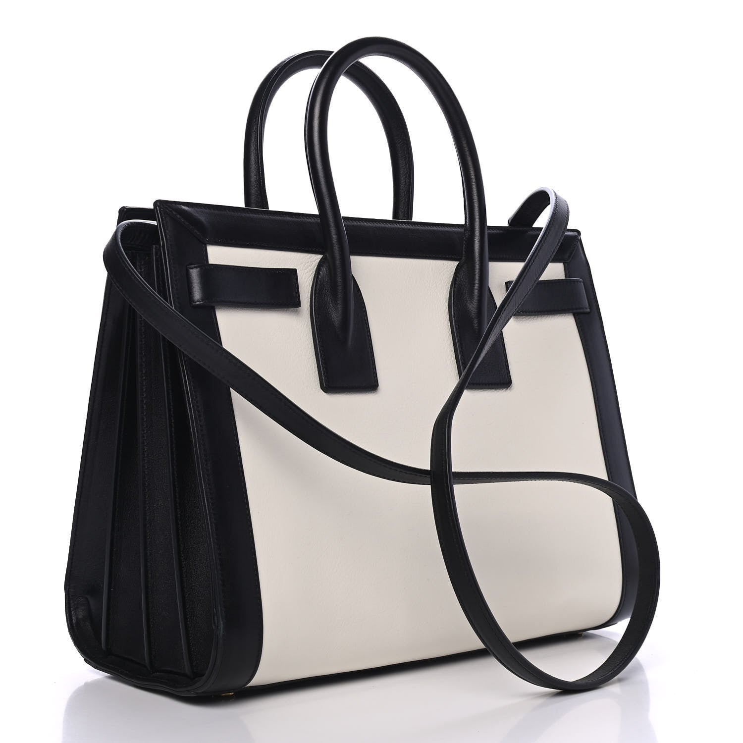 Saint Laurent Calfskin Bi-Color Small Sac De Jour White Black 2 of 4