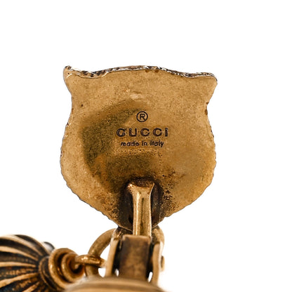 Gucci Metal Pearl Spike Feline Earrings Gold 4 of 6