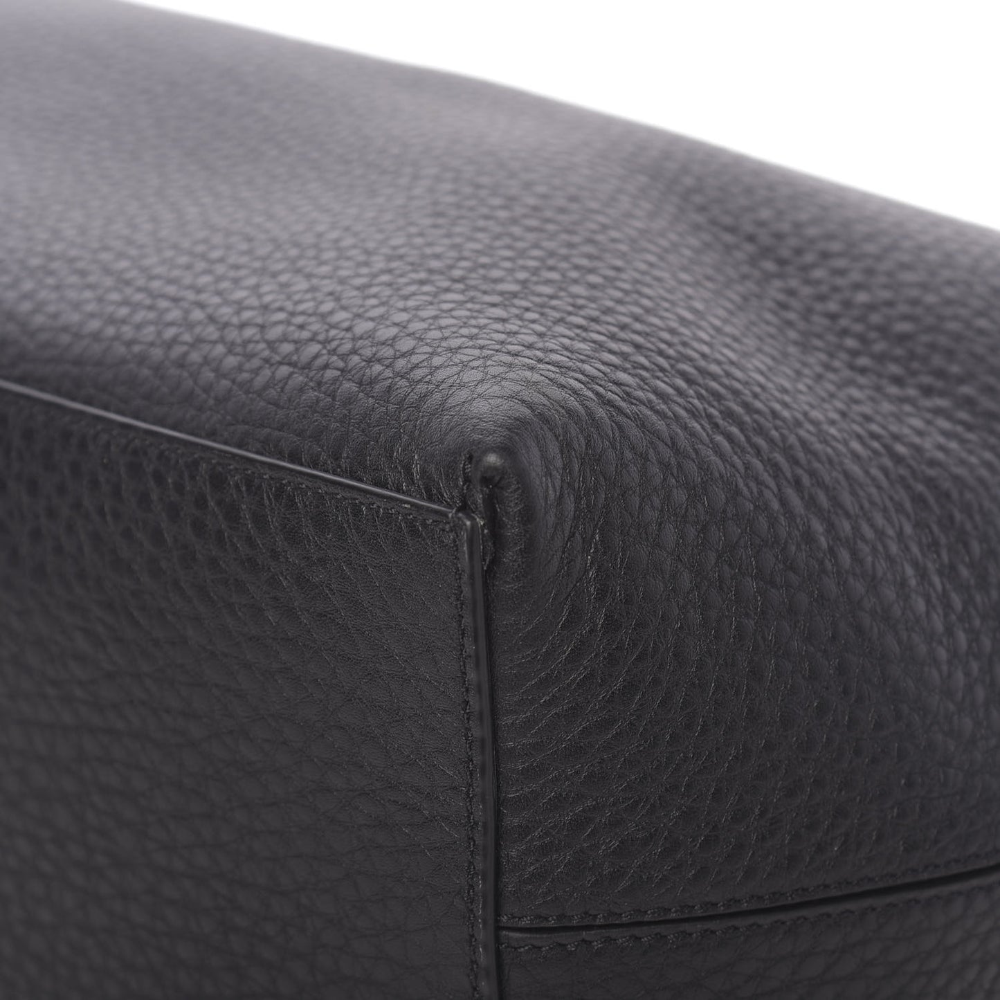 Grained Calfskin Rockstud Shoulder Tote Black