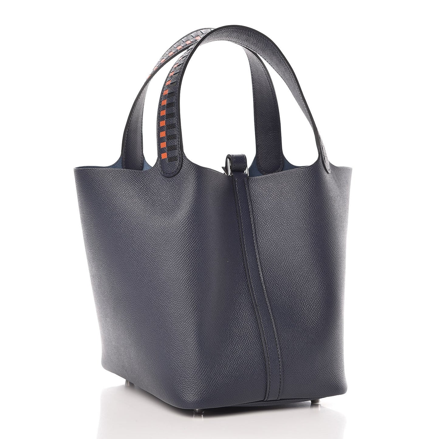 Epsom Tressage De Cuir Picotin Lock 22 MM Bleu Indigo Black Terre Battue