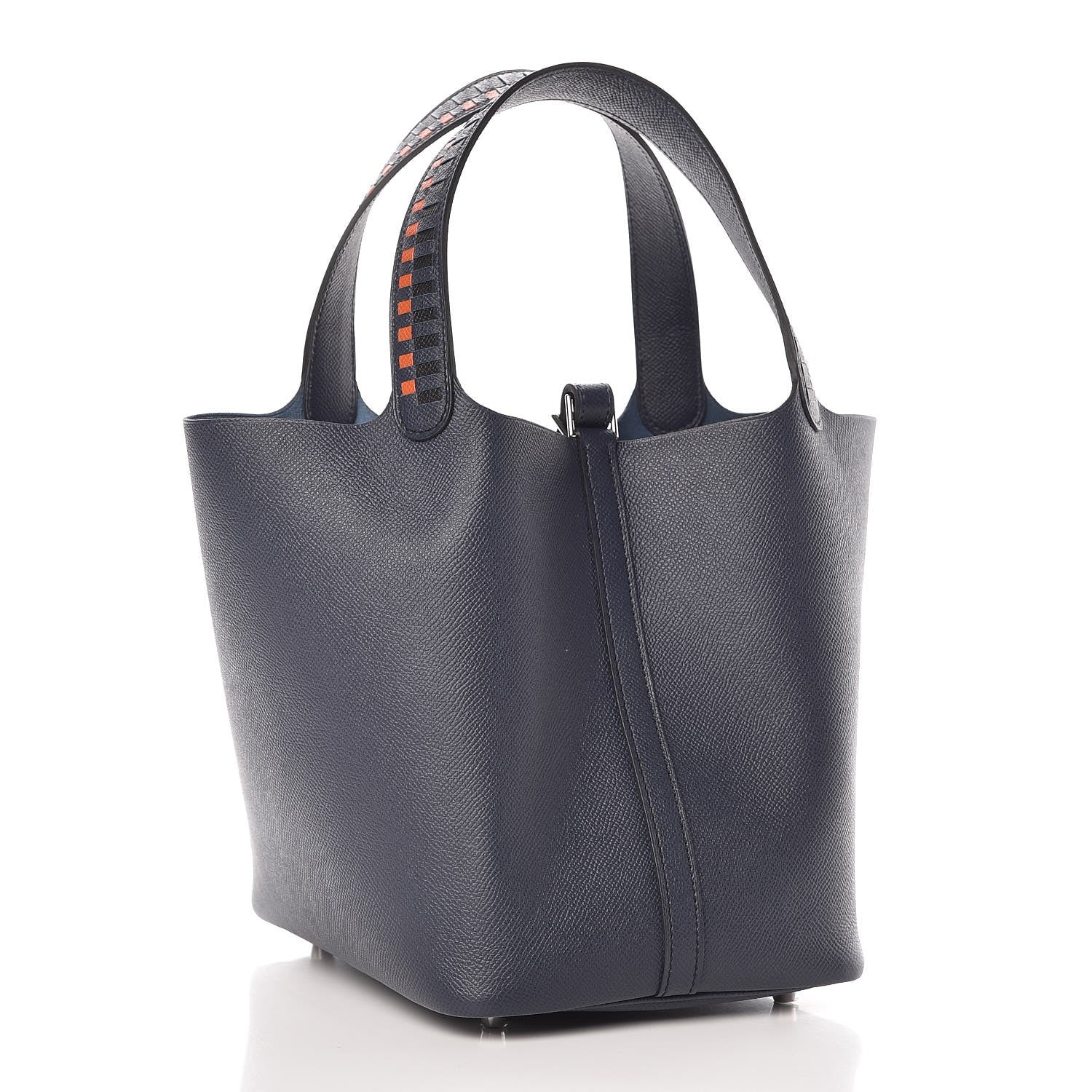 Hermes Epsom Tressage De Cuir Picotin Lock 22 MM Bleu Indigo Black Terre Battue 3 of 8