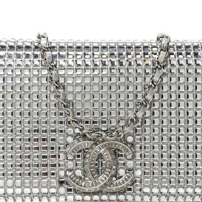 Chanel Metallic Goatskin Strass Chain Evening Clutch Silver 8 of 10