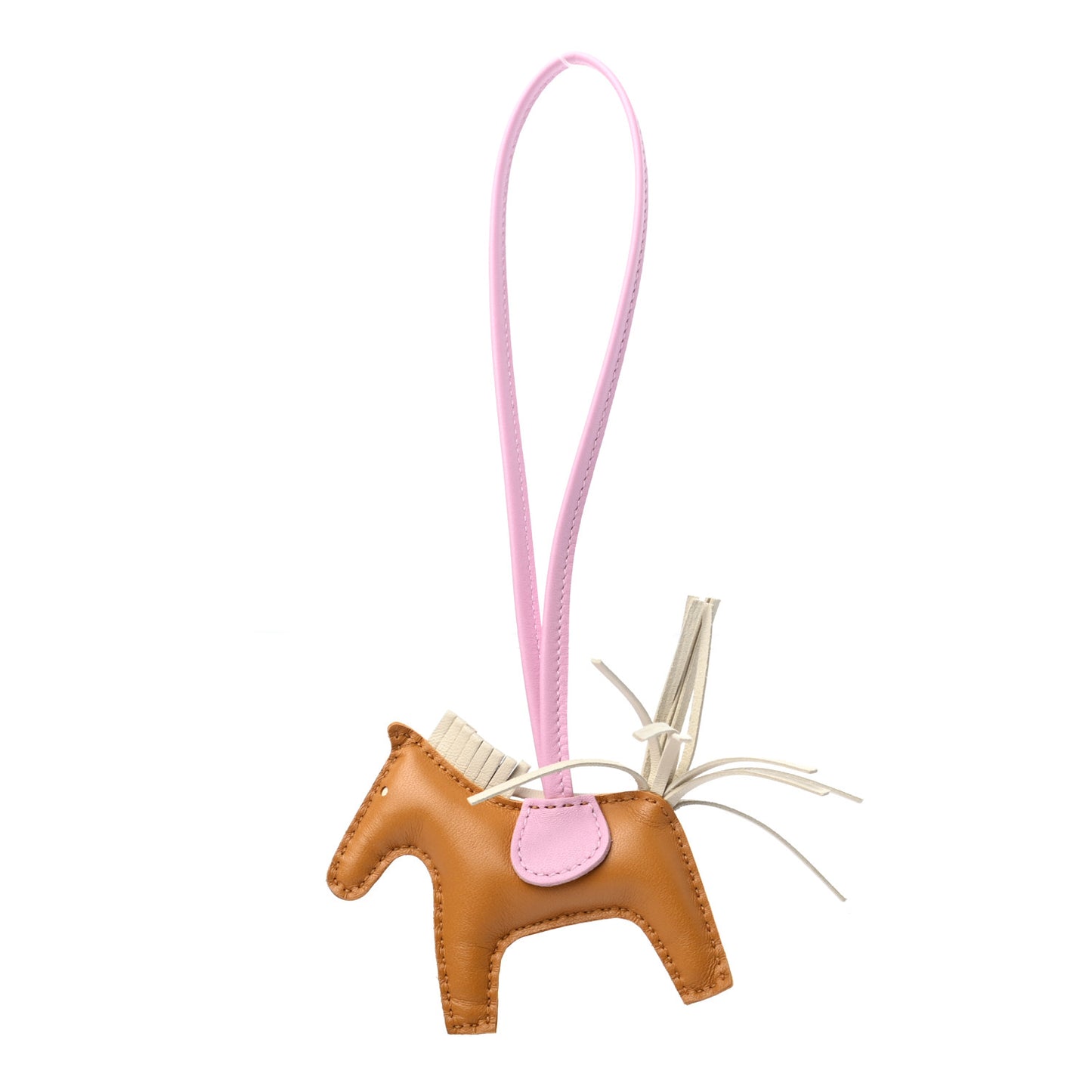 Milo Lambskin Grigri Rodeo Horse Bag Charm PM Sesame Mauve Sylvestre Craie