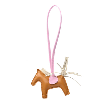 Hermes Milo Lambskin Grigri Rodeo Horse Bag Charm PM Sesame Mauve Sylvestre Craie 1 of 4