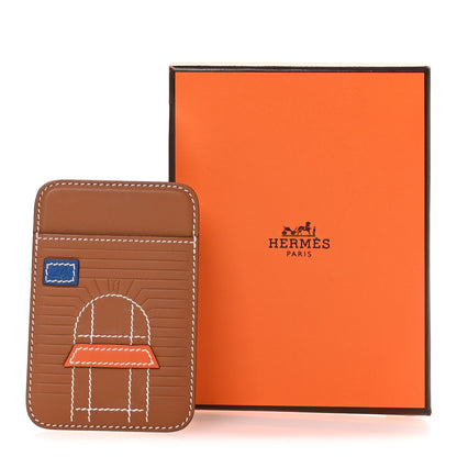 Hermes Swift Stitched Faubourg MagSafe Card Holder Gold Bleu De France Orange 7 of 7