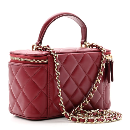 Chanel Lambskin Quilted Small Top Handle Vanity Case With Chain Burgundy 2 of 10