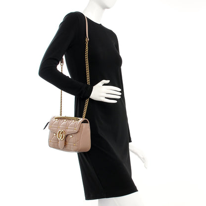 Gucci Calfskin Matelasse Studded Mini Pearly GG Marmont Shoulder Bag Porcelain Rose 2 of 7