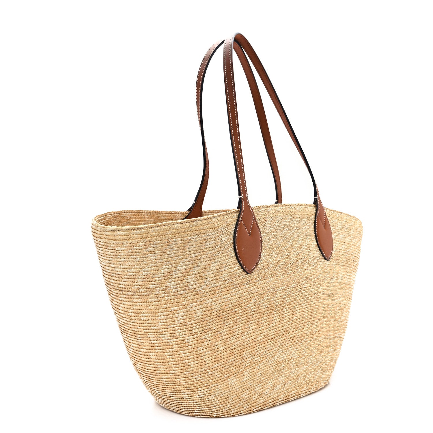Gucci Straw Calfskin Medium Logo Patch Tote Natural Tan 3 of 10