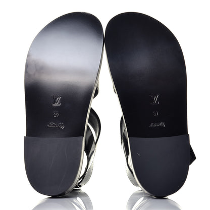Louis Vuitton Calfskin Monogram Crossroad Comfort Sandals 37 Black 5 of 8