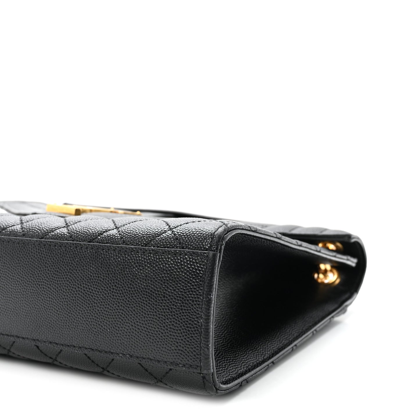 Grain De Poudre Textured Mixed Matelasse Large Triquilt Monogram Satchel Black