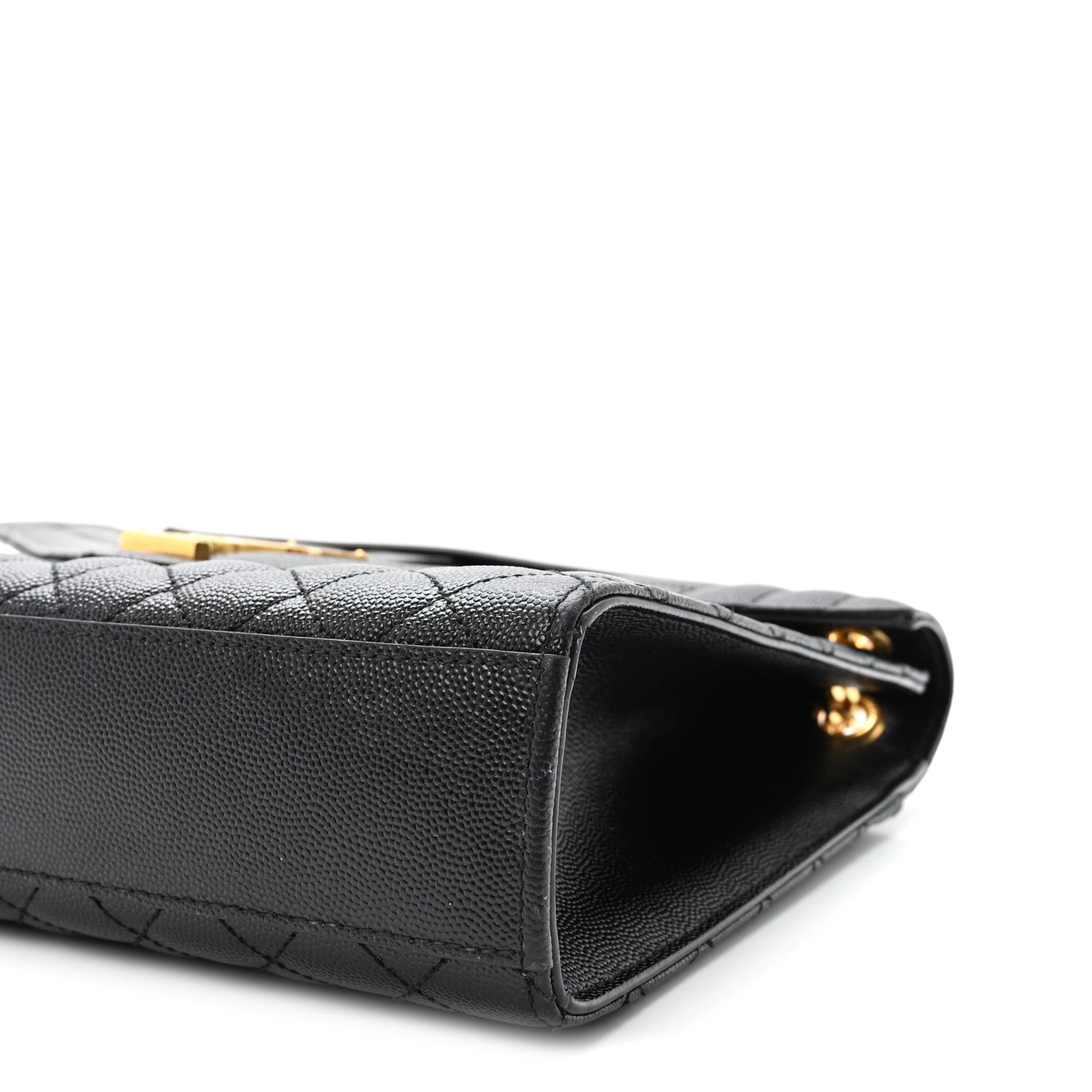 Saint Laurent Grain De Poudre Textured Mixed Matelasse Large Triquilt Monogram Satchel Black 9 of 9