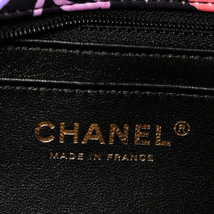 Chanel Printed Fabric Quilted Camellia Flap Black Multicolor 6 of 11