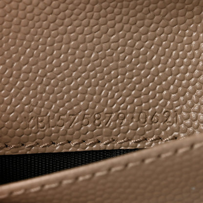 Saint Laurent Grain De Poudre Matelasse Chevron Monogram Zipped Card Case Dark Beige 7 of 10