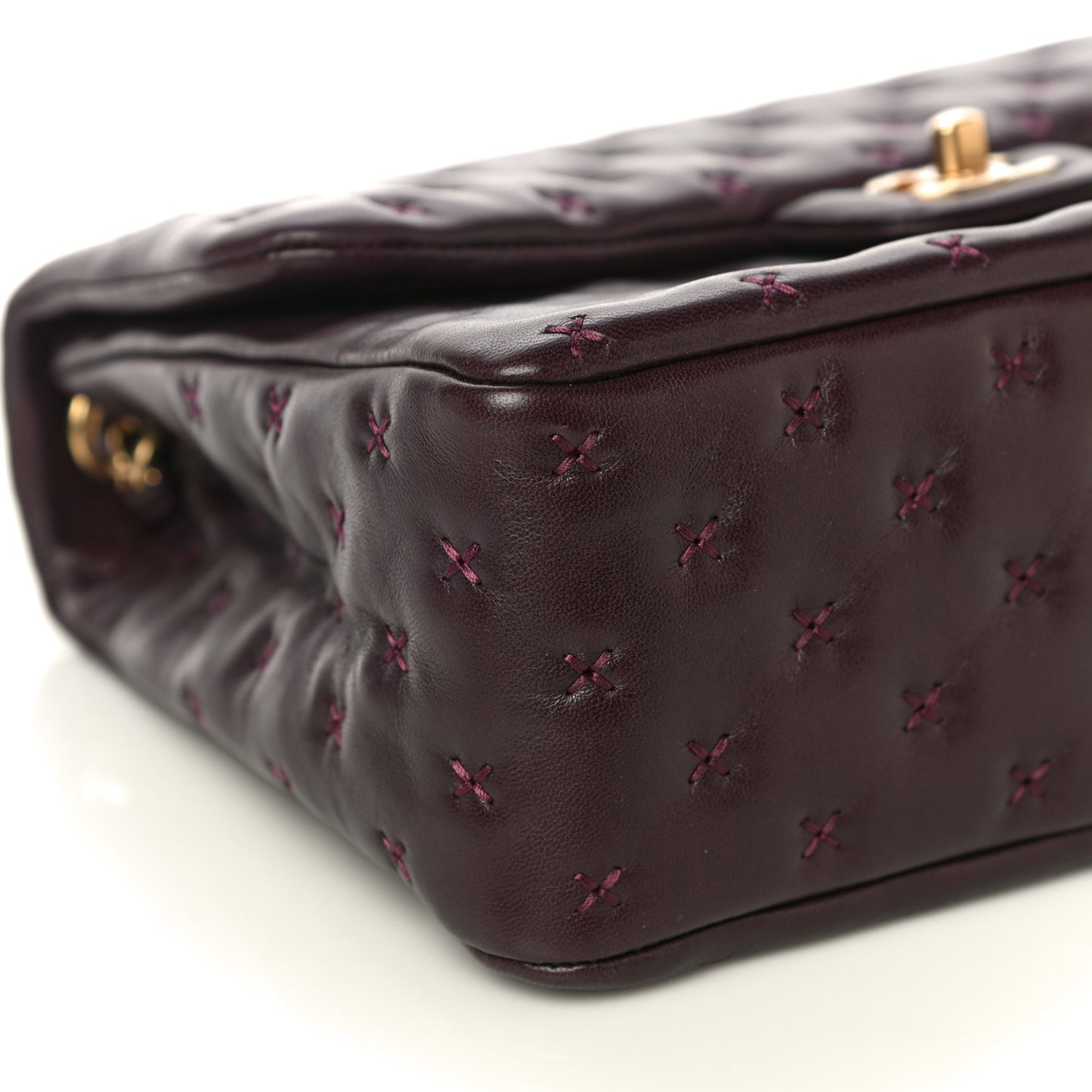 Lambskin Cross Stitch Small Coco Handle Flap Burgundy