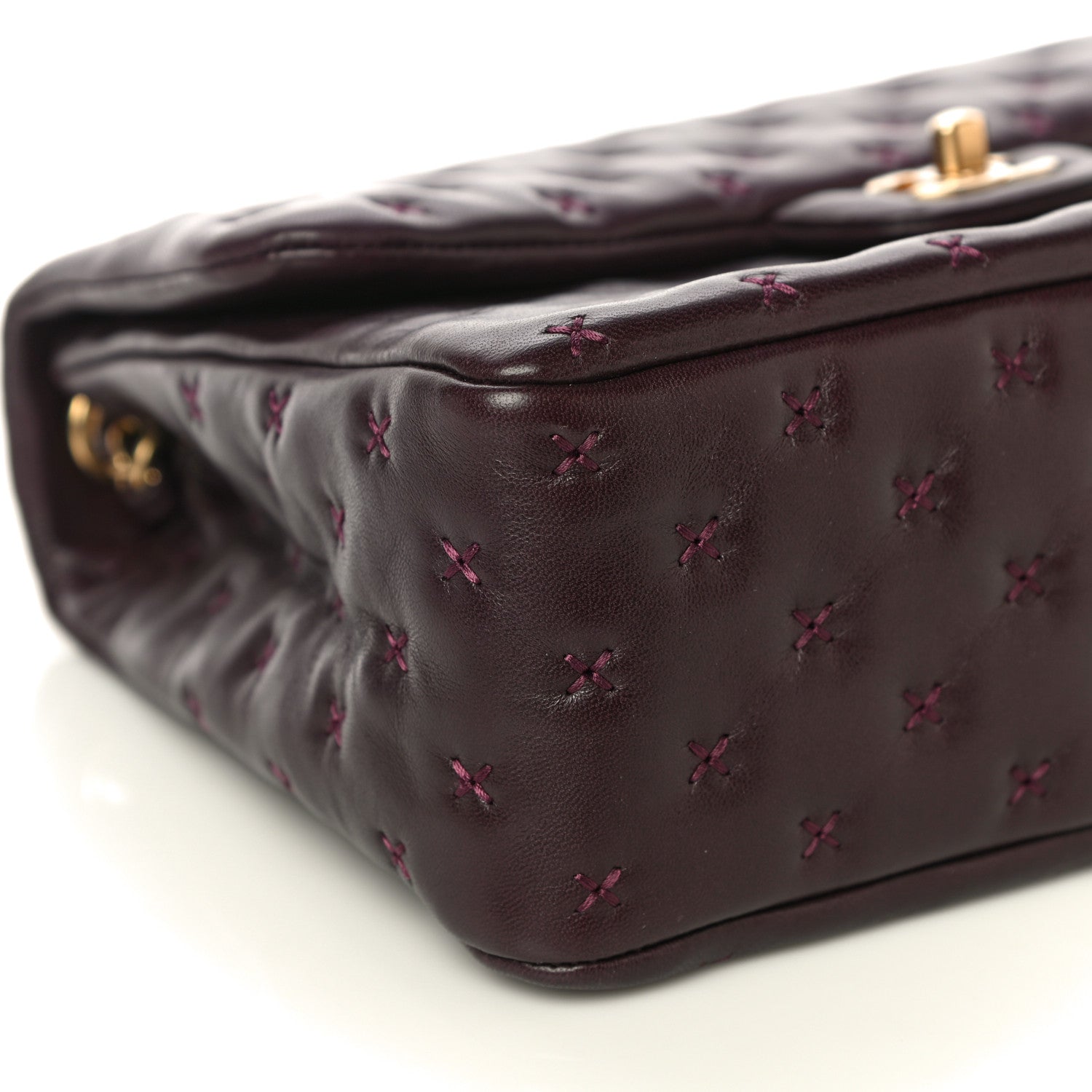 Chanel Lambskin Cross Stitch Small Coco Handle Flap Burgundy 9 of 14