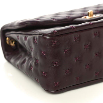 Chanel Lambskin Cross Stitch Small Coco Handle Flap Burgundy 9 of 14