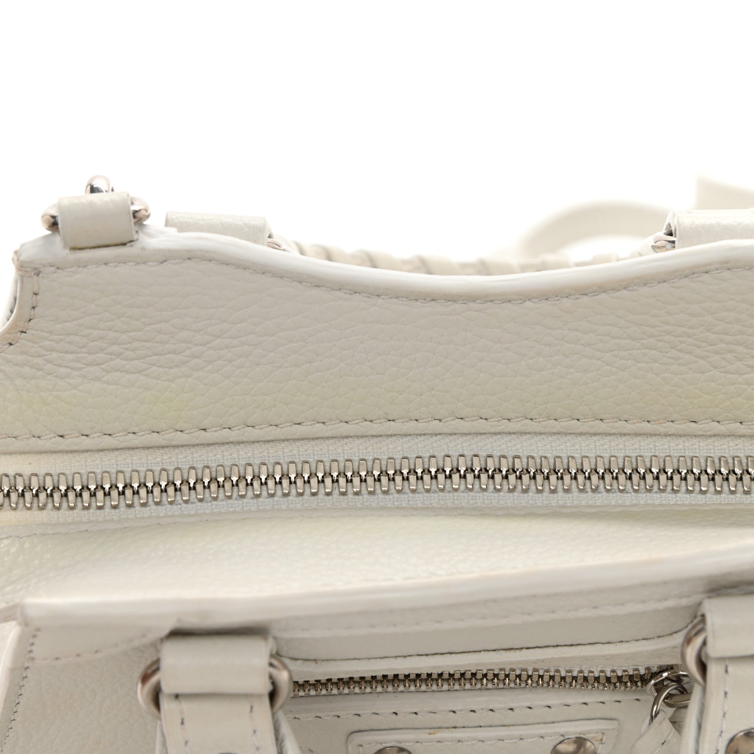 Balenciaga Grained Calfskin Neo Classic Silver Hardware Nano City Crossbody White 9 of 9