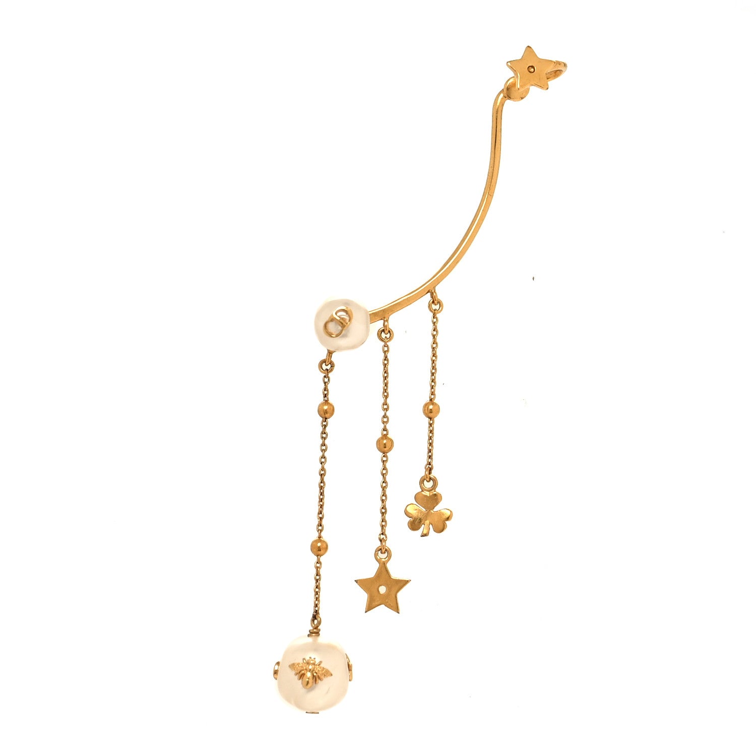 Christian Dior Pearl Shiny-D Earring Gold 1 of 4