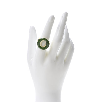 Tiffany 18K Yellow Gold Green Jade Elsa Peretti Sevillana Ring 54 7 2 of 6
