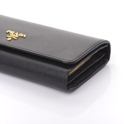 Prada Saffiano Continental Flap Wallet Black 7 of 10