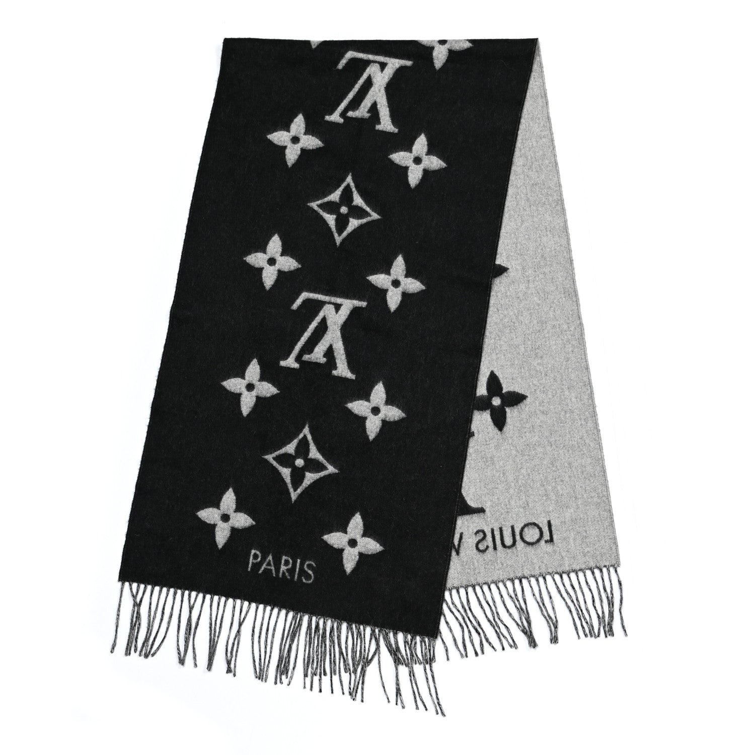Louis Vuitton Cashmere Monogram Reykjavik Scarf Black 3 of 5