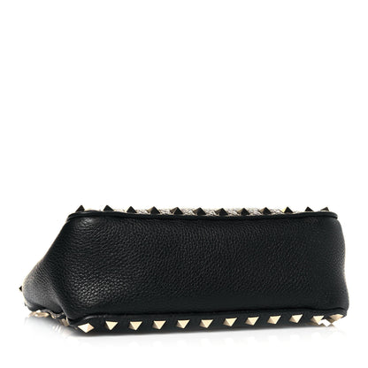 Valentino Garavani Pebbled Calfskin Mini Rockstud Flip-Lock Messenger Bag Black 4 of 9