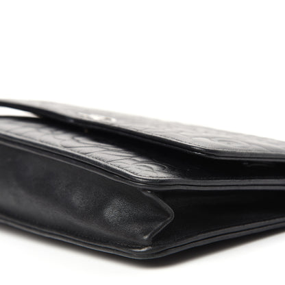 Chanel Lambskin Camellia Embossed Wallet on Chain WOC Black 9 of 10