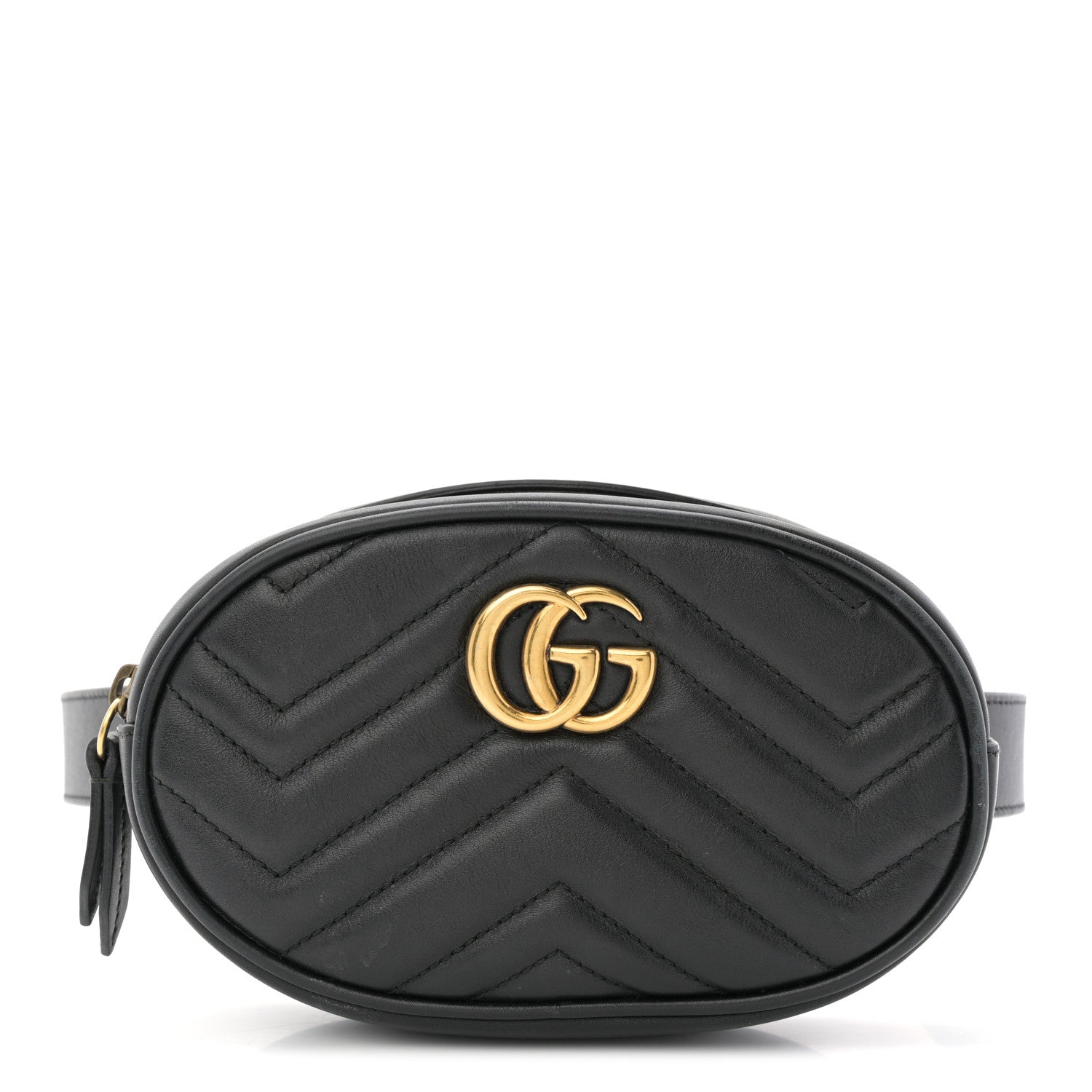 Gucci Calfskin Matelasse GG Marmont Belt Bag 85 34 Black 1 of 13