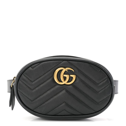 Gucci Calfskin Matelasse GG Marmont Belt Bag 85 34 Black 1 of 13