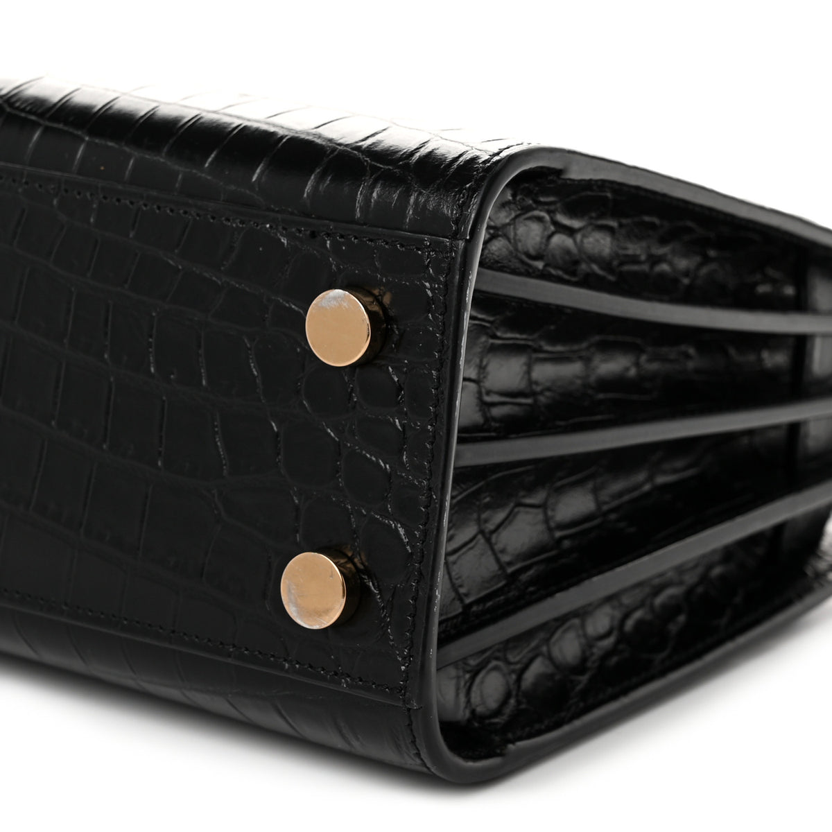 Saint Laurent Calfskin Crocodile Embossed Nano Sac De Jour Black 10 of 10