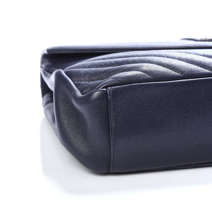 Saint Laurent Sheepskin Matelasse Chevron Monogram Large College Satchel Navy Blue 7 of 9