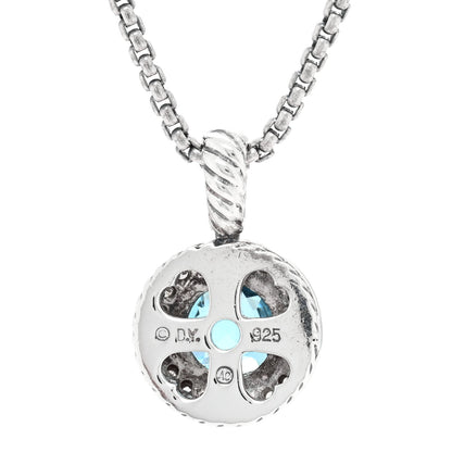 David Yurman Sterling Silver Diamond Blue Topaz 8mm Petite Cerise Pendant Necklace 4 of 4