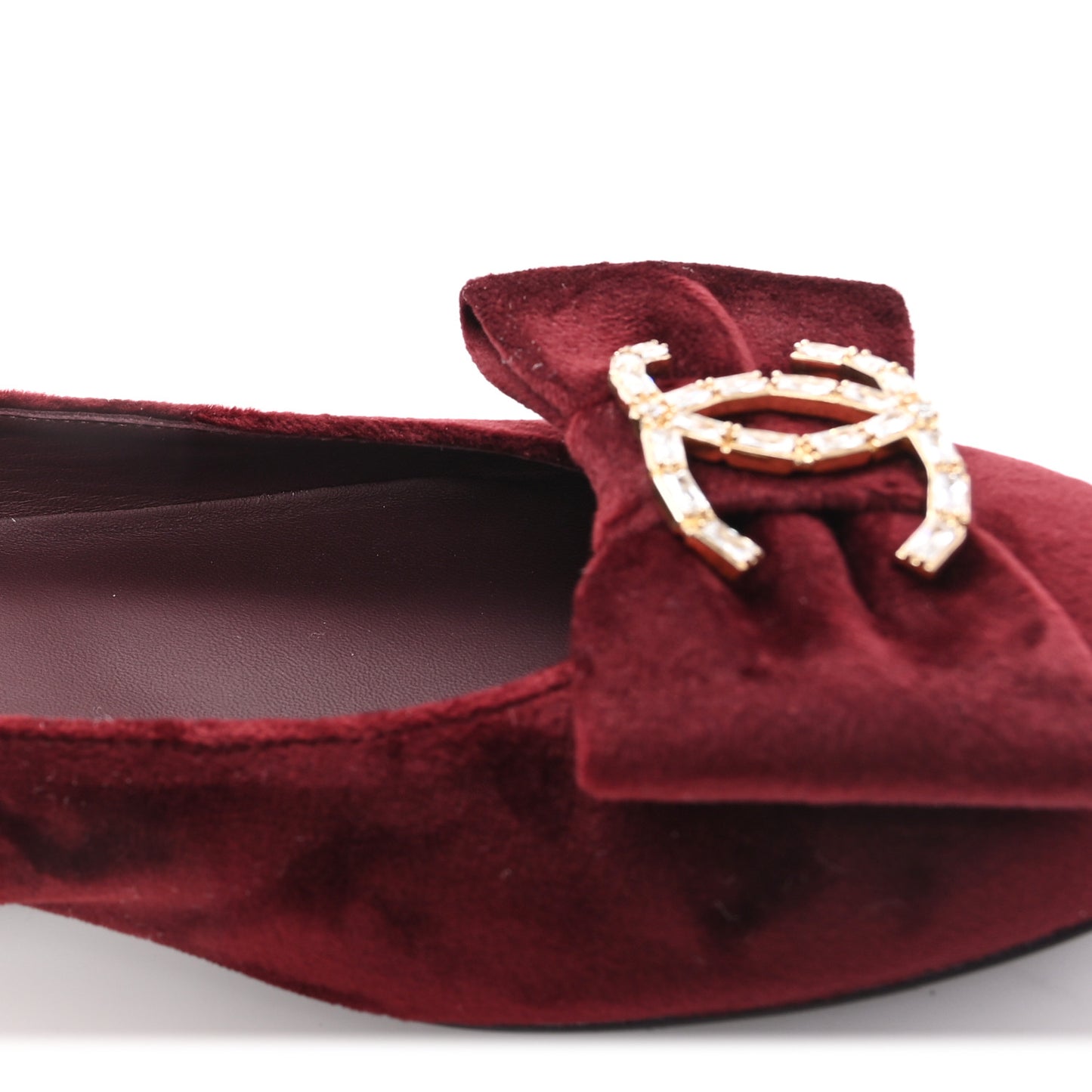 Velvet Strass CC Bow Mary Jane Flats 39 Burgundy