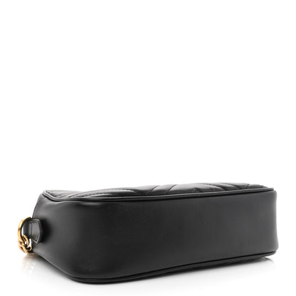 Gucci Calfskin Matelasse Small GG Marmont Chain Shoulder Bag Black 4 of 10