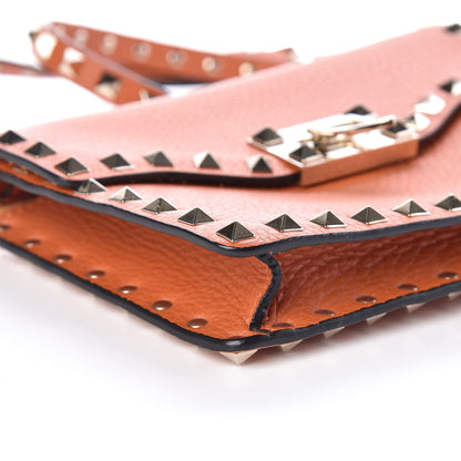 Valentino Garavani Pebbled Calfskin Rockstud Shoulder Flap Bag Orange 5 of 8